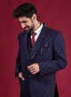Embossed Work Blue Color Suit